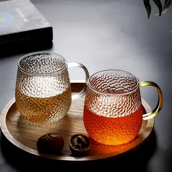 

Hammer Water Glass High Borosilicate Fish Scale Glass with Handle Resistant To High Temperature Household Transparent Glass Cups