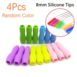Eco-Friendly 6 Short Glass Drinking Straws - Reusable, Dishwasher Safe, Set of 4 for Smoothies & Milkshakes (8mm Silicone Tips)