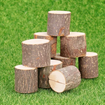 

60 pcs Place Card Holder Set Stump Rustic Wooden Party Supplies Photo Holder Memo Organizer for Wedding Banquet Birthday