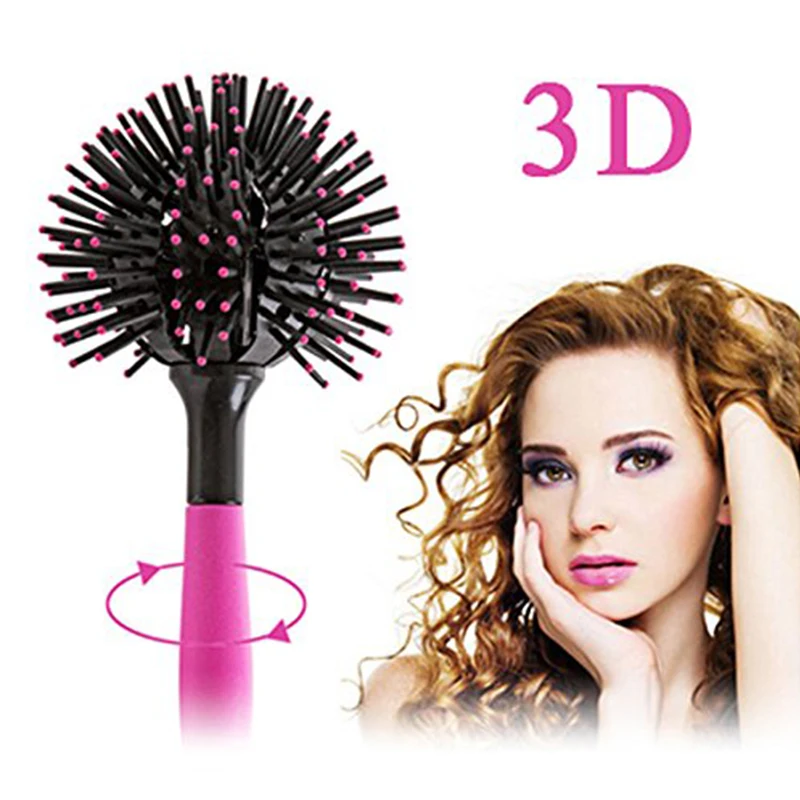 3D Round Hair Brushes Comb Salon make up 360 degree Ball Styling Magic Detangling Hairbrush Heat Resistant Hair Comb Top Quality