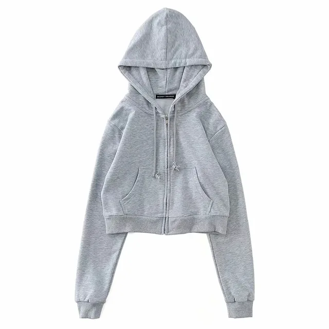 Cropped Zip Up Hoodie Vintage Brandy Zipper Woman Jacket Pink Hoodies  Casual Sweatshirt Spring Hooded Sweetshirt Sweatshirts