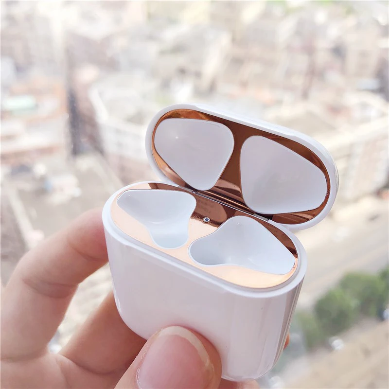 Металлическая пыль защитная наклейка для Apple AirPods 1 чехол Пыленепроницаемая защитная наклейка защита кожи для Air Pods 1 Аксессуары