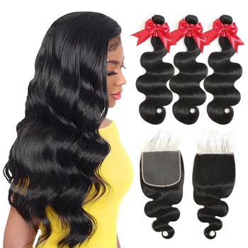 

6x6 Closure And Bundles Brazilian Body Wave With 6*6 Lace Closure FDX Brazilian Hair Remy Human Hair 3 Bundles With Closure