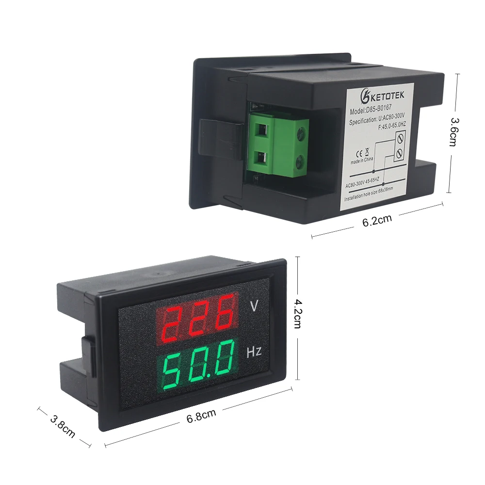 45-65Hz Three-phase AC Voltmeter Digital Display Voltage Current Meter Ammeter S 