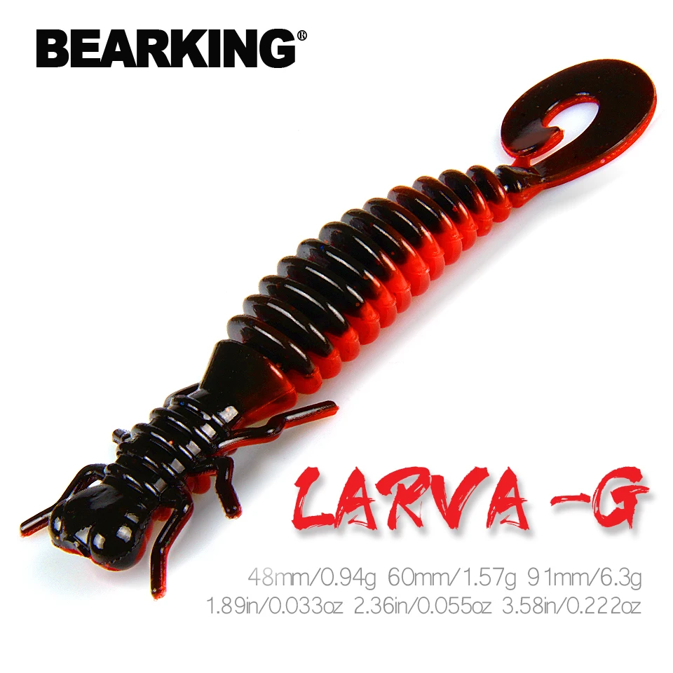 Minnow Swimbait Jigging Larva Artificial Lures Fishing Worm BEARKING Bass-Pike Silicone