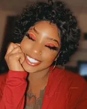 Beeos-peluca corta con rulos de corte Pixie 250%, 4x4, pelucas de cabello humano brasileño Remy, cabello humano de 8 pulgadas prearrancado con pelo de bebé