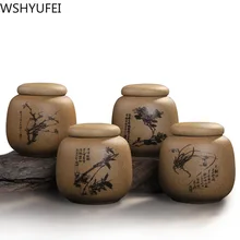 Чай Caddy для сырой керамики чай Улун китайский фарфор керамическая банка коробочка для чая кунг-фу хранения сундук для хранения порошка резервуар для хранения