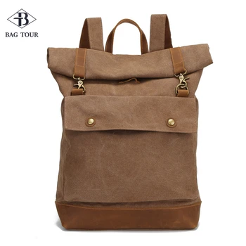 

Canvas Snap Button Cover Backpacks Men Women Vintage Retro Fashion Style College University Schoolbags Mochila Unique Style