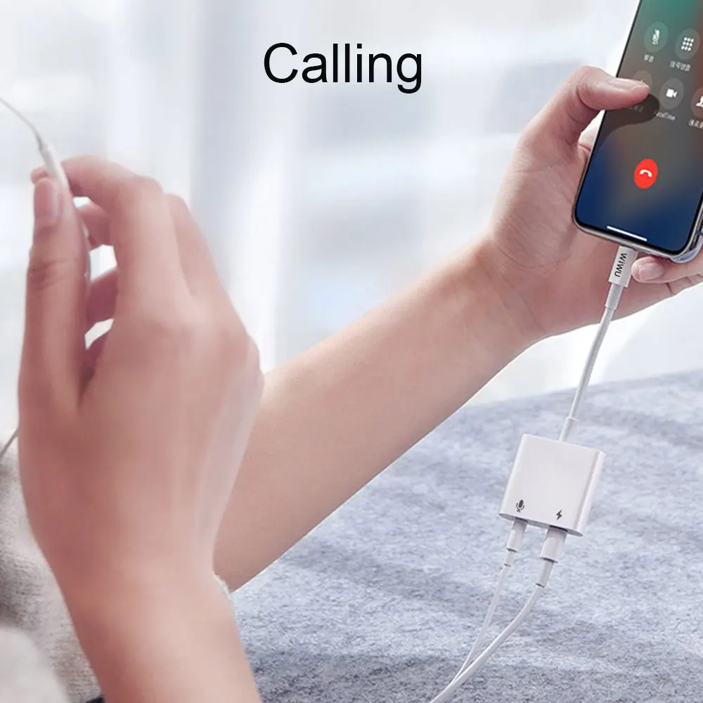WIWU 2 in 1 Audio Adapter for Lightning to 3 5mm Jack Headphone Cable for iPhone 11 Pro X XS XR 8 7 Cable for Charging