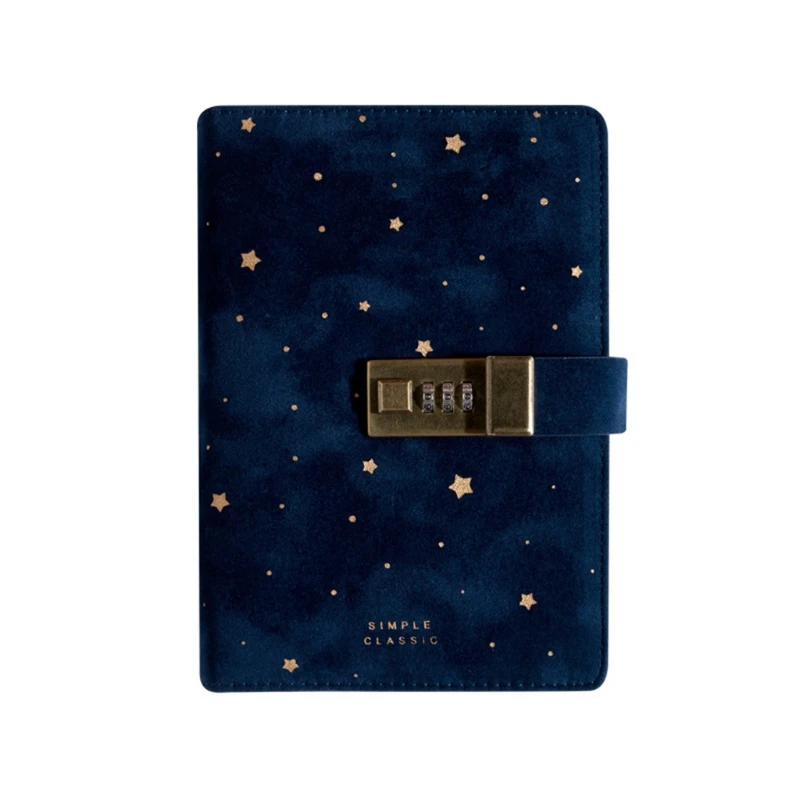 

B6 Suede Travel Notebook w/ Combination Lock Password Star Agenda Diary Journal