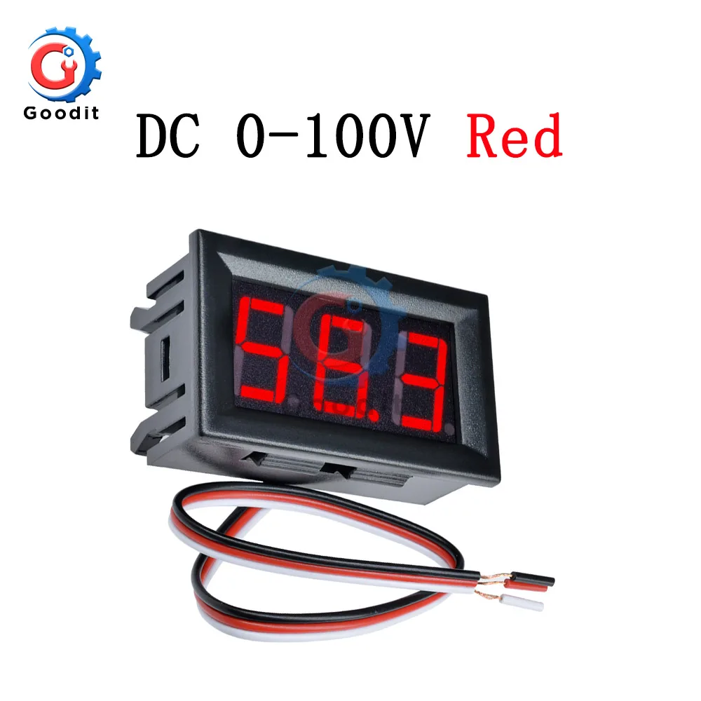 Мини цифровой вольтметр постоянного тока 4,5 в до 30 в цифровой вольтметр напряжение Панель метр для 6 в 12 В 24 в вольтметр Для электромобиля или мотоцикла автомобиля 0,56'' - Цвет: DC 0-100V Red