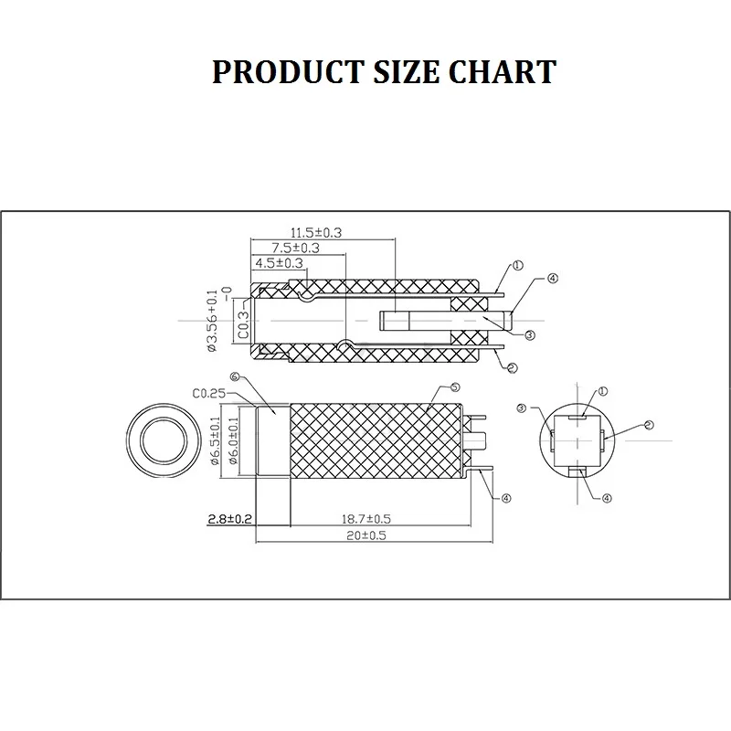 100PCS Headphone socket 3 5mm Jack 4Pin plastic round injection molding master block audio interface stereo dc jack 3 5mm female