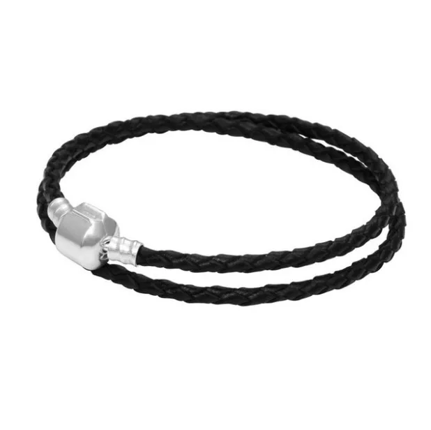 

PDC Moments Single Braided Leather Charm chain Fit Women Original Bead Bangle DIY MM