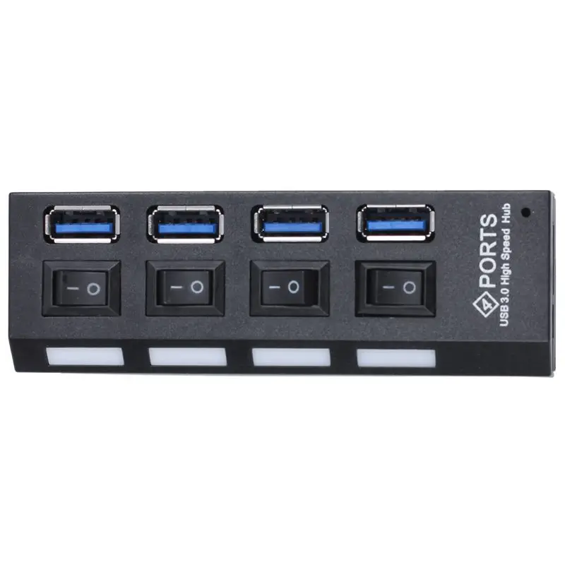 USB 3,0 концентратор 4 порта Супер скорость 5 Гбит/с 4-портовый USB 3,0 Windows Mac OS Linux ПК ноутбук-черный