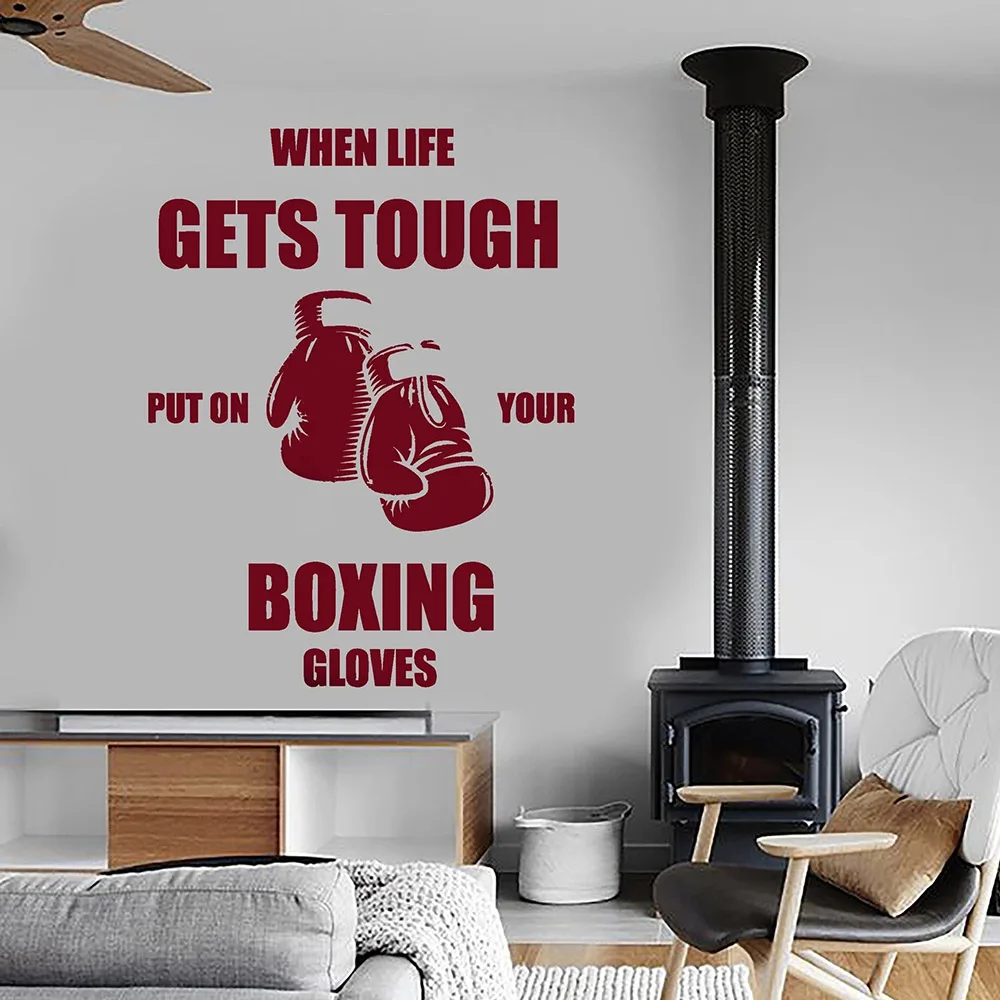 Boxing Wall Decals Quotes When Life Gets Tough Put On Your Boxing