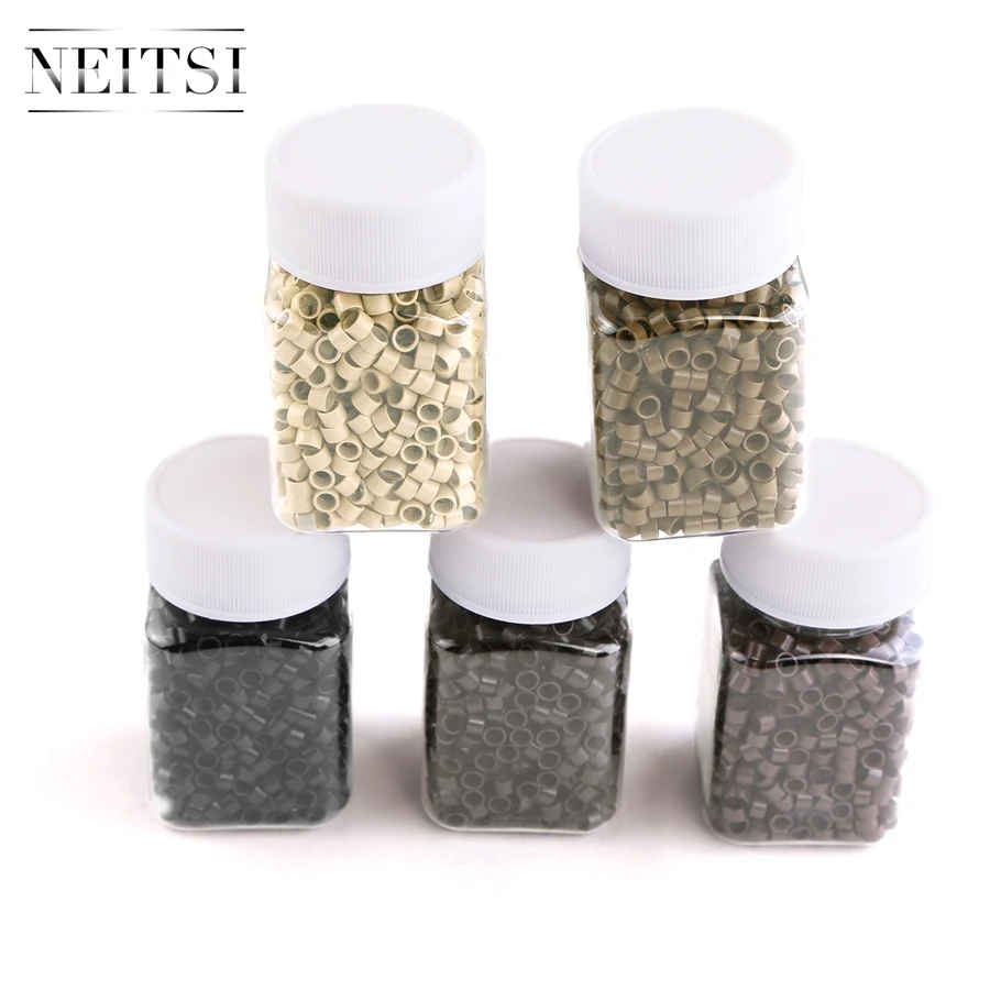 

Neisti Silicone Micro Ring Beads Hair Extension 1000pcs/bottle 4027# For Feather Hair Extensions