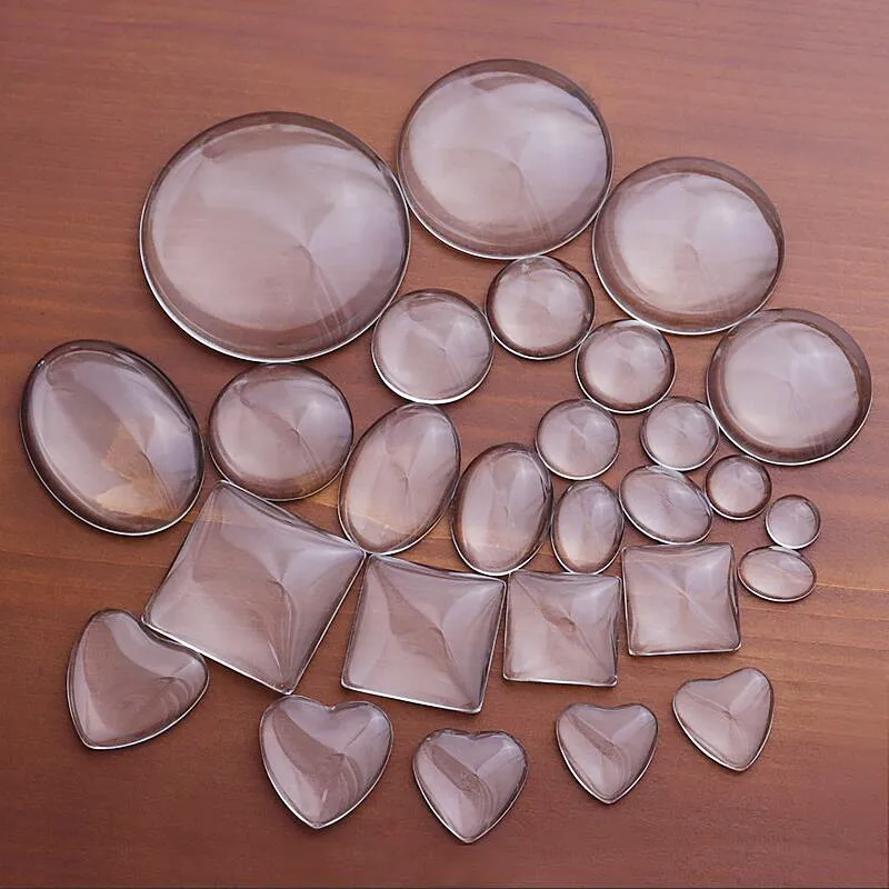 

8 10 12 18 20 30 40mm Round Flat Back Clear Glass Cabochon Round Loose Beads Cabochon Cameo Fit Pendants Bsase Tray For Jewelry