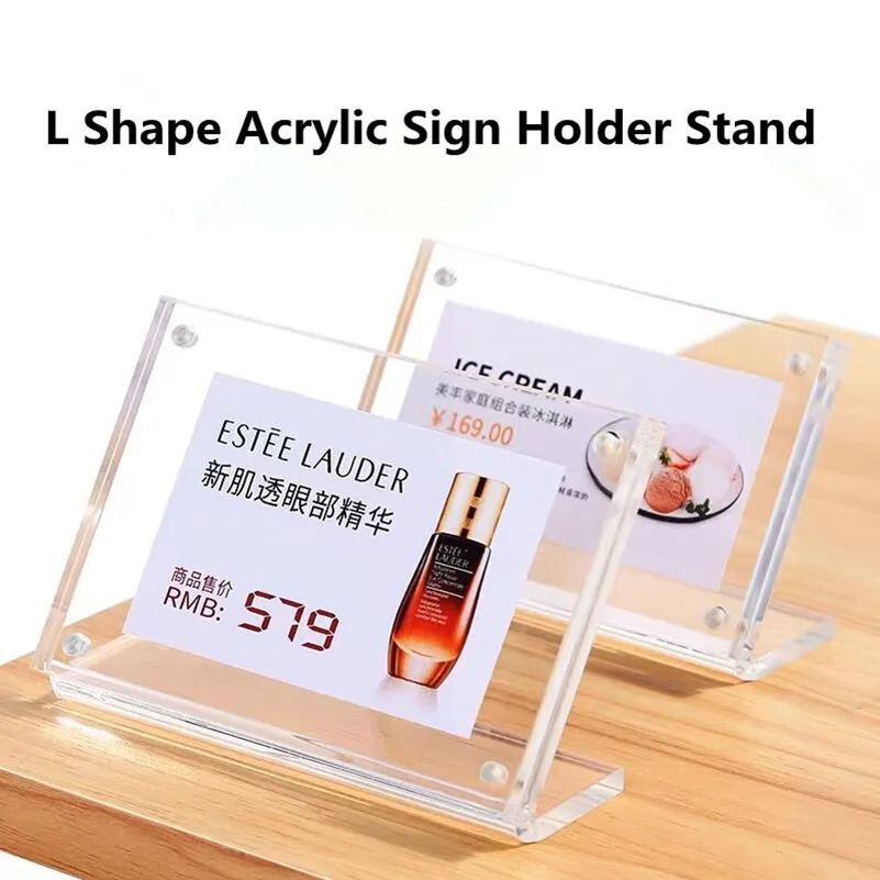 

90*60mm Magnetic Slant Back Desk Acrylic Sign Holder Display Stand Frame Desk Label Card Stand Holder Shelf Talker