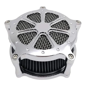 

Air Filter Intake Cleaner Kit Cnc Cut Venturi Chrome for Harley Dyna 00 - 17 Softail 00 - 15 Touring 00 - 07 Fitment-B