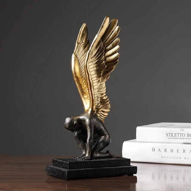 Black Angel Wings Statue Sculpture Desk Decor Figures Bedroom Home  Accessories