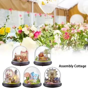 

Miniature House Castle Dust Proof Wedding Costume Miniature DIY Miniature Dollhouse Kit with Music Movement