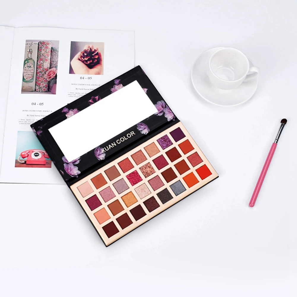 Палитра теней для век Shimmer Matte Glitter Eye shadow Pallete 32 оттенка пигментированные тени для век Теплые цвета