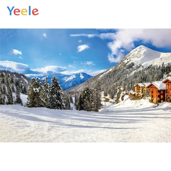 

Yeele Winter Photocall Snow Pines Chalet Mount Sky Photography Backdrops Personalized Photographic Backgrounds For Photo Studio
