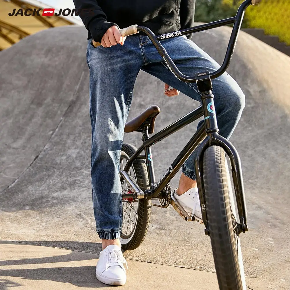 Мужские повседневные джинсы JackJones Стрейчевые хлопковые укороченные с завязками
