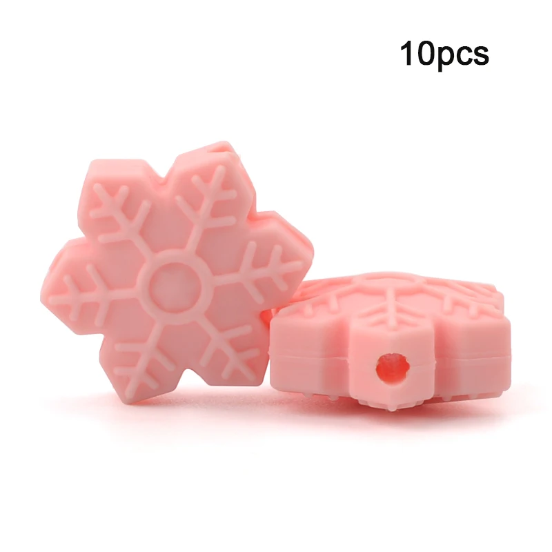 rose quartz LOFCA, 10 шт., силиконовые бусины в виде снежинки, мини силиконовые бусины для прорезывания зубов, BPA, не содержит Бисероплетение, для ухода за ребенком, цепочка для соски, подарок, сделай сам - Цвет: rose quartz