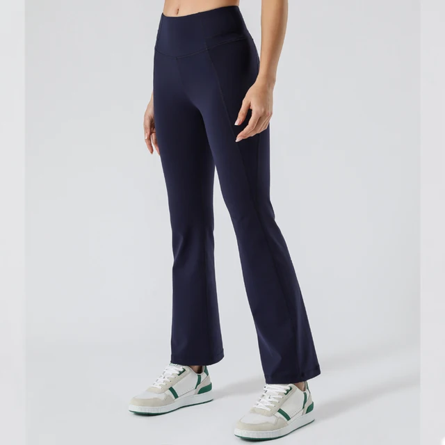 New Slimming Flared High Waist Yoga Pants Dance Pants Hip-Lifting Sports Casual Leggings Bell-Bottom Pants For Women black-blue