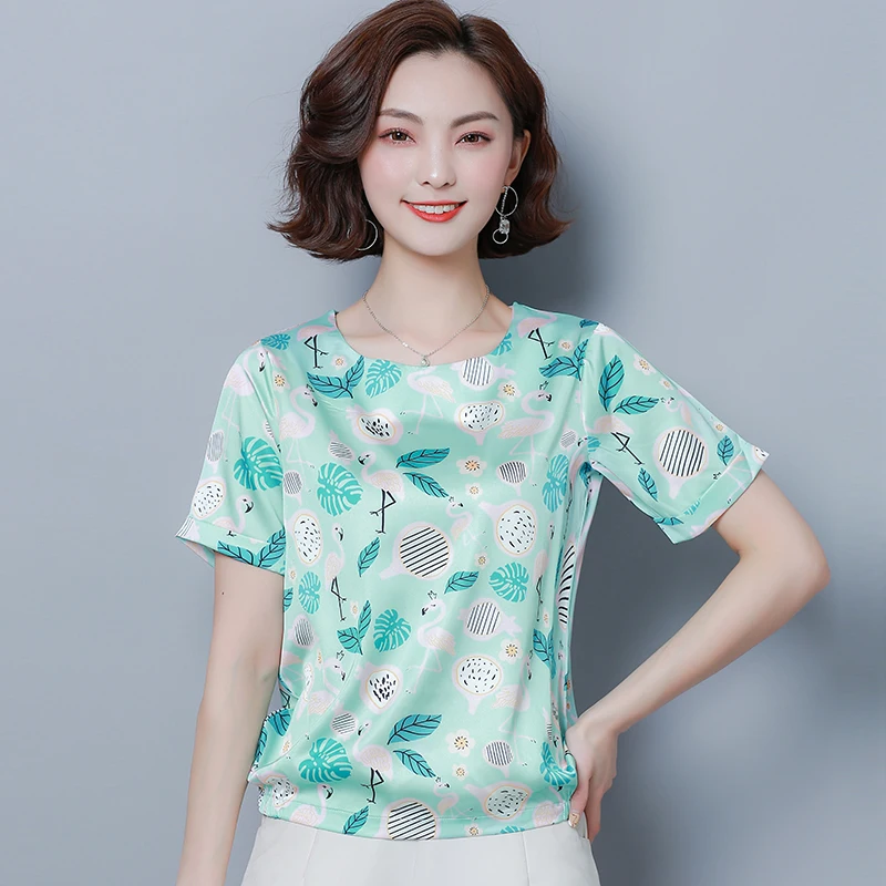4XL размера плюс blusas mujer de moda повседневные блузы с коротким рукавом и принтом женские топы и блузки 5660 50