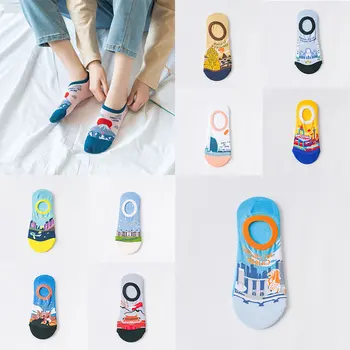 

1 pair Retro Colorful Personality Art Van Gogh Mural Painting Ankle Socks Intersting Unisex Summer Breathable Socks Wholesale