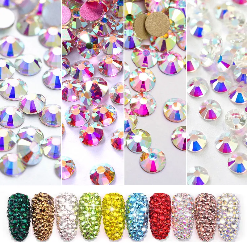 Супер Блестящий Crystal AB Стразы SS3 SS50 Non Hot Fix FlatBack Strass Fabric Garment Nail Art | Стразы -4000244792657