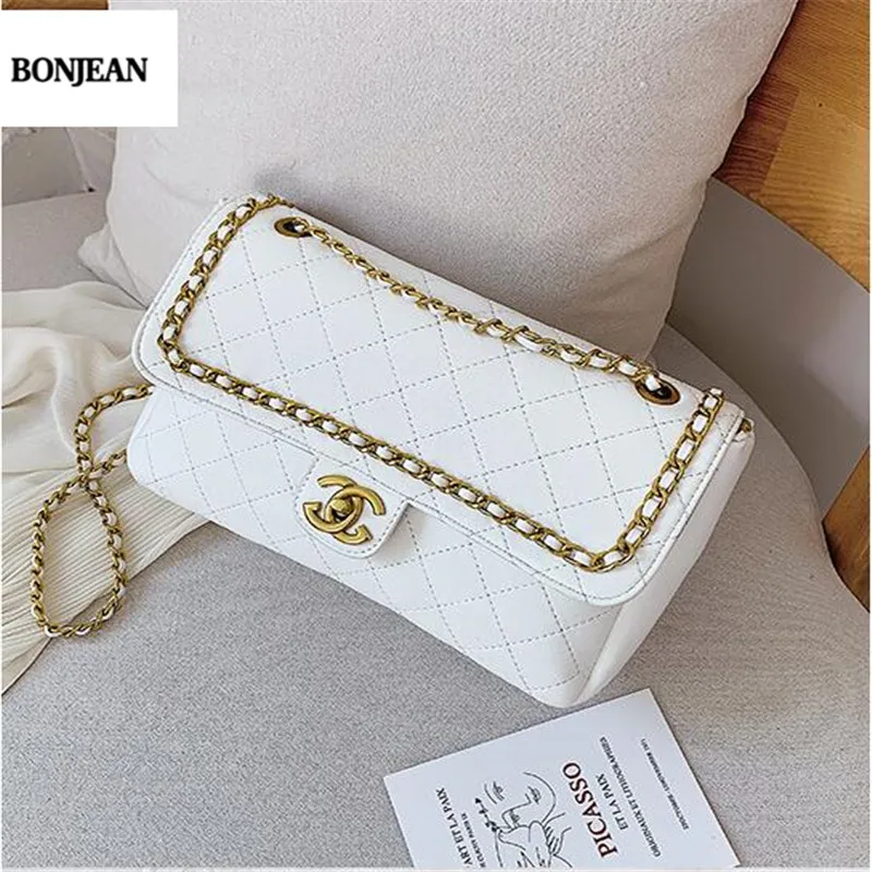 Новинка 2019 женская сумка модная с ромбовидной цепочкой мессенджер Большая