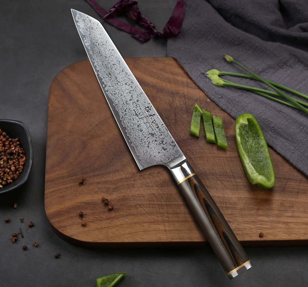 8 дюймов поварской нож TURWHO Gyuto из высокоуглеродистой дамасской стали японские