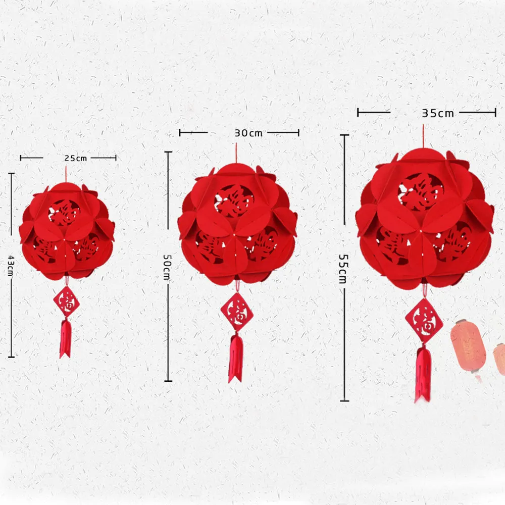 Chinese Lantern Festivous 3D China Fortune Hydrangea Traditional New Year Pendant Home Decoration Red