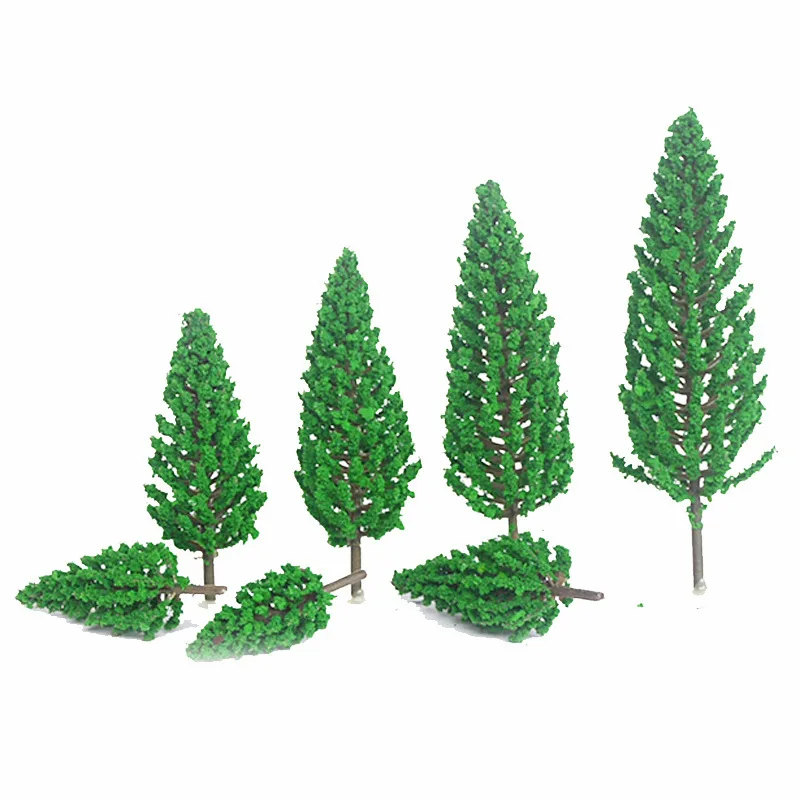 

50 ps DIY building model trees dark green sand material simulation model 5.5-16 cm high mini plastic pine, the train model