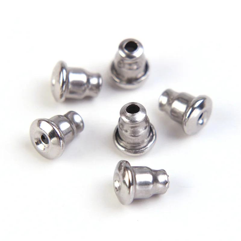 100pcs 5mm Stainless Steel Earnuts Bullet Clutches Earring Safety Backs