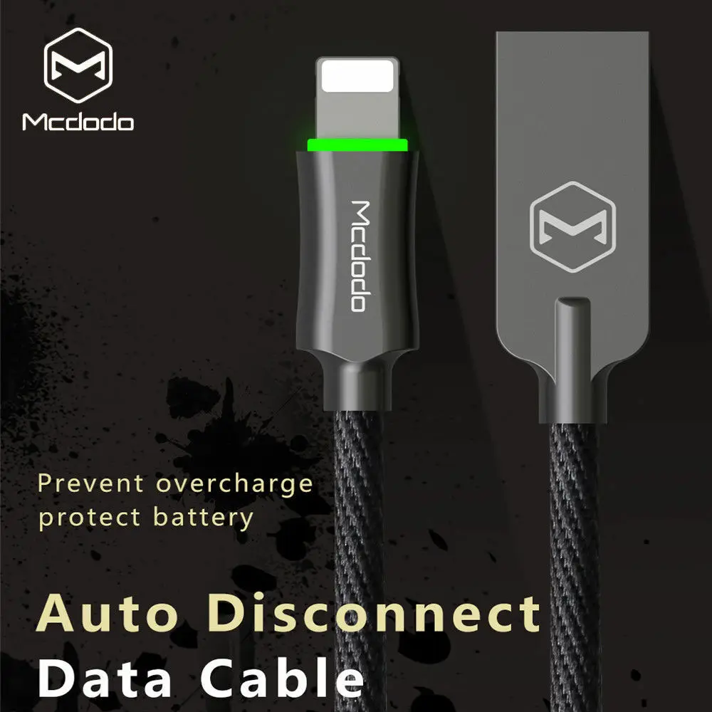 MCDODO автоматическое отключение USB кабель Быстрая зарядка USB зарядное устройство кабель для передачи данных для iPhone 11 Pro X Xs Max Xr 8 7 6 6S Plus 5 телефонный шнур