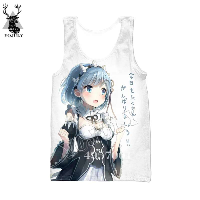 Летние Забавные топы без рукавов в стиле унисекс; Re: zero; сестры-близнецы; горничные рам и рем; 3D принт; аниме; Harajuku; майка; мужская повседневная жилетка; Y882 - Цвет: 10