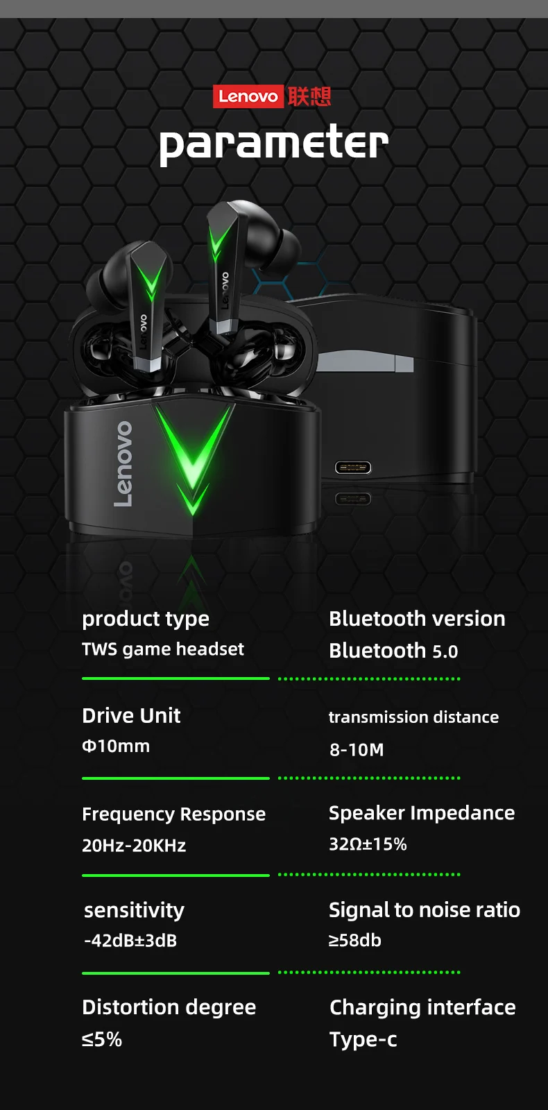 100% New Original Lenovo LP6 GM1 GM5 TWS Gaming Earphone  Wireless Buletooth Headphone With Dual Mode Headset Mic Music Earbuds