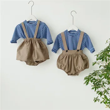

Newborn Clothing set Spring New Born Baby Suit Ifant Kids Baby Girl Boy Clothes Long Sleeve Shirts + Strap Overalls Outfits