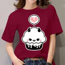 T-shirt damski Kawaii Evil Cupcake tshirt t-shirt damski tanie i dobre opinie REGULAR Sukno CN (pochodzenie) Na wiosnę jesień COTTON NONE tops Z KRÓTKIM RĘKAWEM SHORT Dobrze pasuje do rozmiaru wybierz swój normalny rozmiar