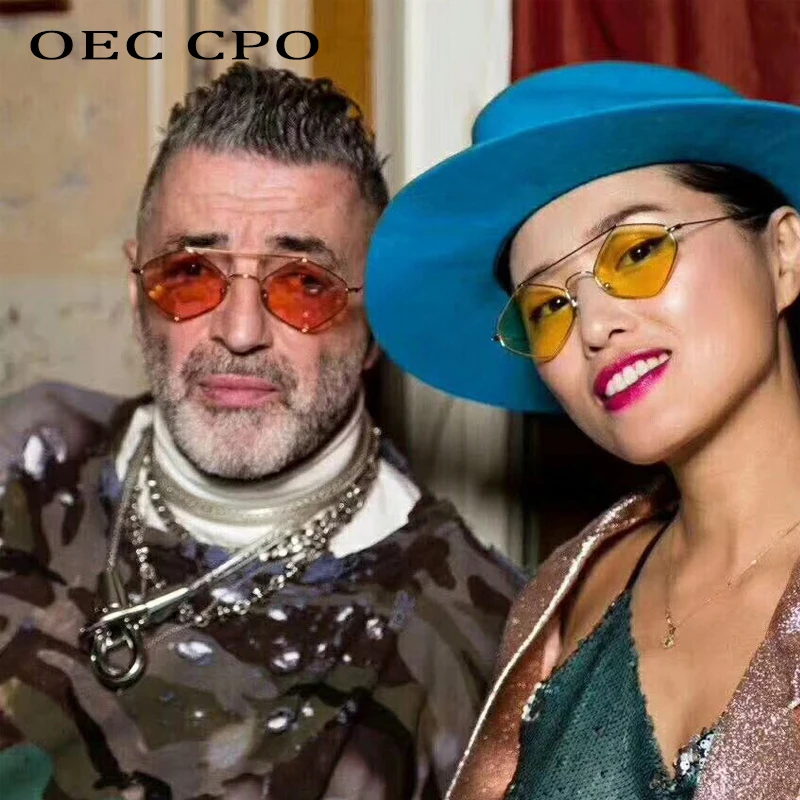 

2019 New Cat Eye Sunglasses Women Brand Designer Polygon Anti-Reflective Lens Sun Glasses Men Vintage Sun Glasses Metal Frame