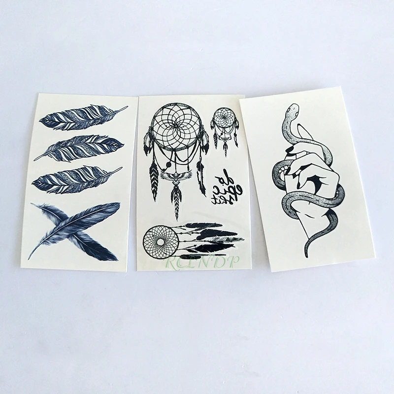 Waterproof Temporary Tattoo Sticker angel wings bird feather letter small art tatto flash tatoo fake tattoos for women men kid - Цвет: Темно-синий