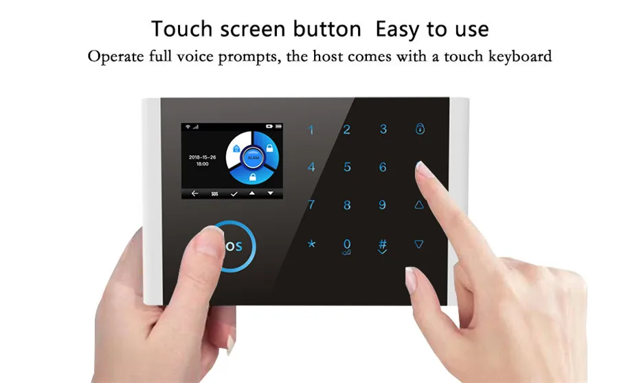 Sistema de Alarme Painel de Toque Wi-fi de Alarme de Segurança Assaltante Controle Remoto Inteligente Casa 2.4 Polegada Gprs Sistema 2019 Gsm App 13 Inteligente 2.4 polegada GSM GPRS Wi-fi de Alarme de Segurança sistema
