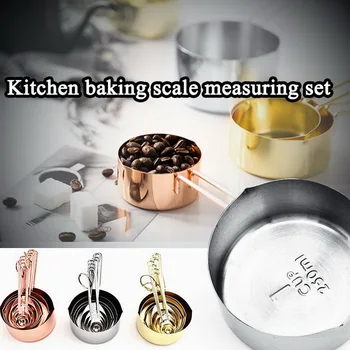 

Rose Gold Stainless Steel Measuring Cup And Spoon Set Of 8 Engraved Measurements, Pour Spouts & Mirror Polished For Baking