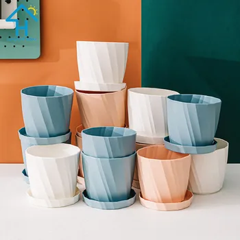 

1PCS Nordic Simple Flowerpots Multi-color Flower Pots Thickened Plant Pot Plastic