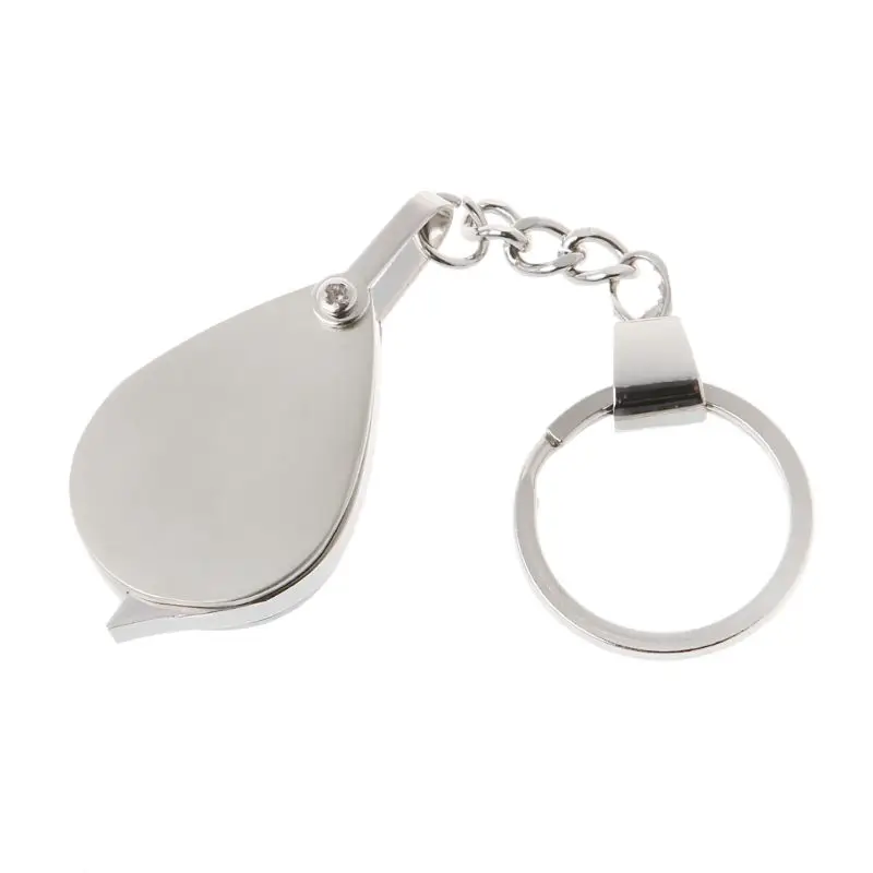 

10X Portable Metal Magnifier Reading Map Jewelry Folding Keychain Loupe Magnifying Glass Lens