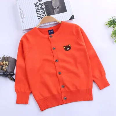 orange Осенне-зимнее пальто-кардиган для маленьких мальчиков свитера для мальчиков хлопковая куртка для маленьких мальчиков вязаные свитера с рисунком детская одежда - Цвет: orange